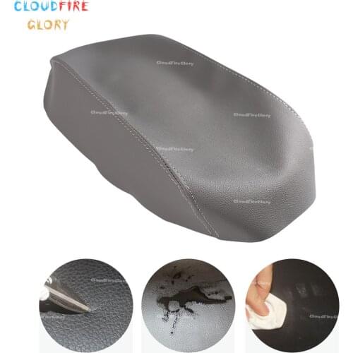 CloudFireGlory Microfiber Leather Armrest Console Lid Cover Skin Gray For NIssan Pathfinder 2005 2006 2007 2008 2009 2010 11 12