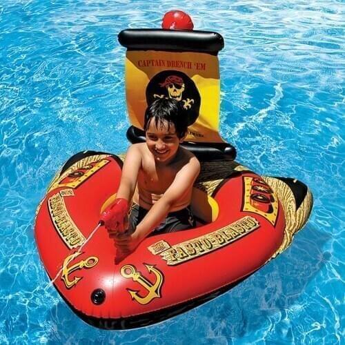 Childrens Playground And Inflatable Paddling Pool Pirate Ship Shaper Water Inflatable Swimming Ring Floating Bed Water Toy Kids