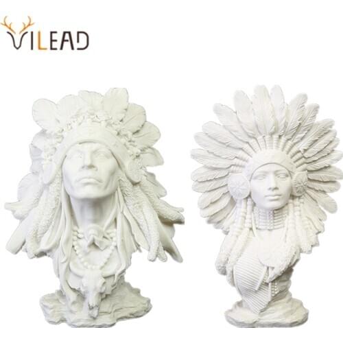 VILEAD 30cm Sandstone Indian Woman Statuettes Creative People Figurines Home Decoration Accessories Window Display Cabinet