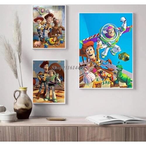 Disney Movie Poster Toy Story Anime Canvas Painting Cartoon Wall Art Pictures Poster and Prints for Children Bedroom Home Decor