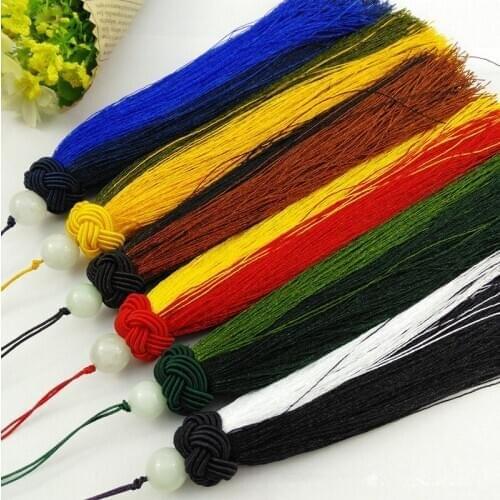 Hand-Woven DIY Chinese Knot Double Color Jade Beads 10Pcs/lot Curtain Cloth Tassel Fringe Car Hangings Home Decor Macrame Gifts