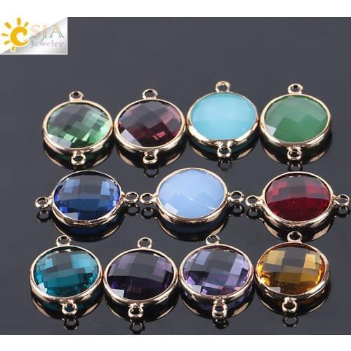 CSJA 24x16x5mm Two Hole Round Pendants Murano Crystal Glass Beads for Women DIY Necklace & Pendant Earrings Making Jewelry E981