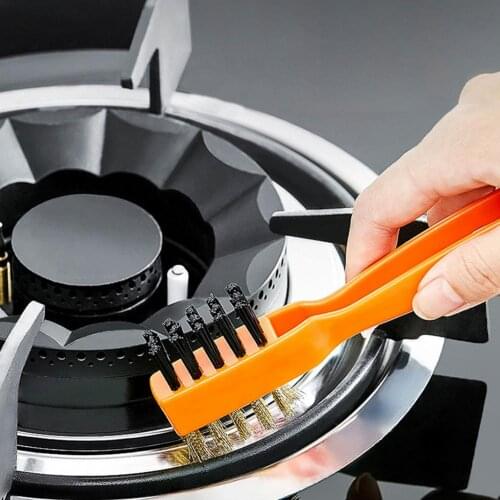 Kitchen Gadgets Gas Stove Washing Cleaning Brush Multifunction Dual Head Steel Wire Brush Hanging Cleaner Accessory 2021 New
