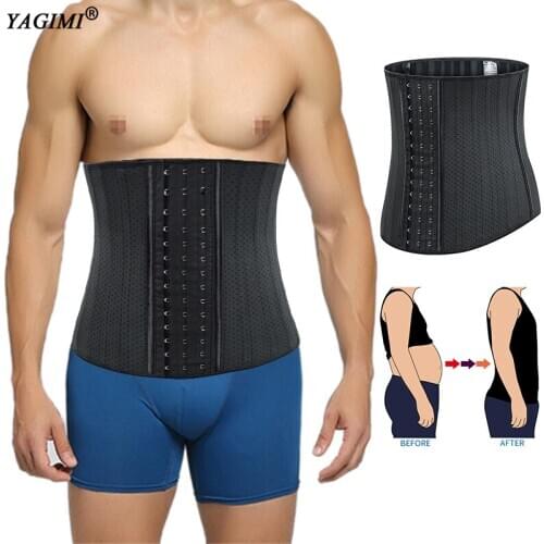 YAGIMI Latex Waist Trainer for Man Body Shaper Slimming Corset Colombian Girdles Shapewear Sheath Tummy Control Belly Belts