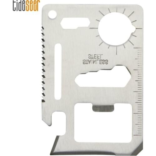 Multi Tools 11 in 1 Outdoor Multifunction Hunting Survival Camping Pocket Military Credit Card Knife Silver 100pcs