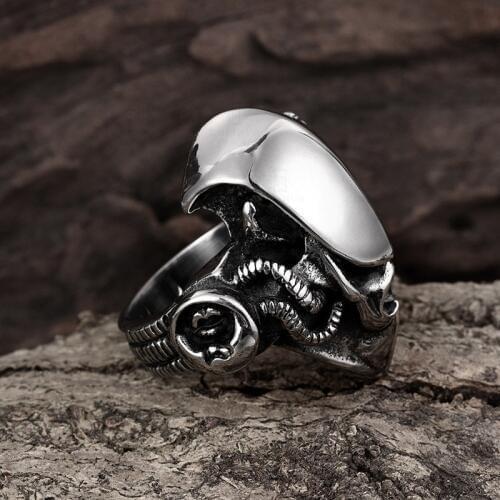 Mens Fashion Punk Gothic Jewelry Warrior Helmet Stainless Steel Band Ring