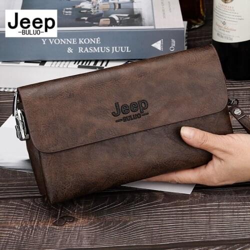 JEEP BULUO Brand PU Leather Clutch Bag In Three Colors, New Style Mens Wallet, Long Card Bag, Mens Wallet, Zipper, Large Capac