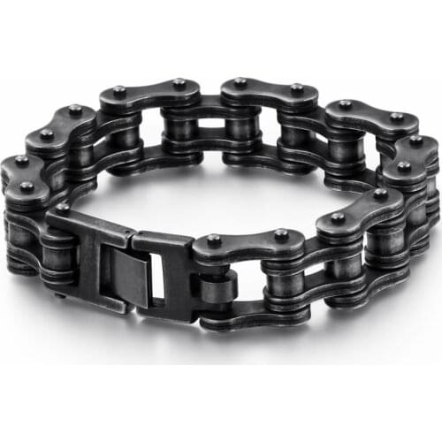 HAOLYNJOY Punk Stainless Steel Matte Bike Chain Bracelet Men 23cm Brushed Motorcycle Linking Chain Bangle Biker Bracelet Jewelry
