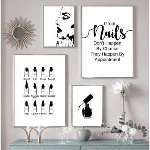 Canvas Prints Poster Wall Art Nail Salon Beauty Salon Nordic Style Painting Living Room Picture Home Decor Cuadros Modular Frame