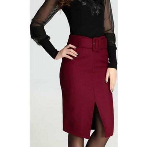2019 New Spring Elegant Midi Skirts Womens Office Pencil Skirt Cotton Elastic Waist Package Hip Skirt Bow Skirt