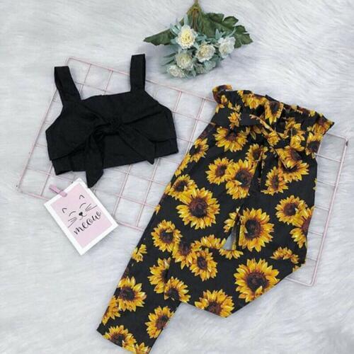 Toddler Baby Girl Clothes Crop T-Shirt Top Pants Leggings Outfit Sets