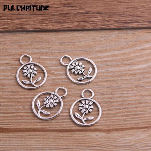 20pcs 17*23mm Metal Zinc Alloy Sunflower Charms Fit Jewelry Plant Pendant Charms Makings