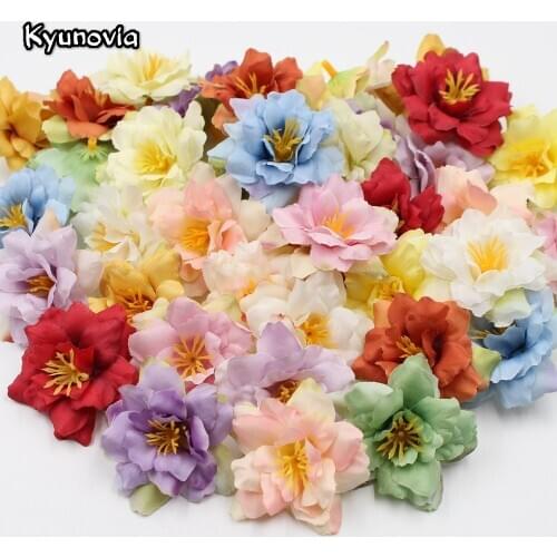 Lifelike 10pcs Artificial Silk Flower Heads Materials for Wedding Home Decor Flowers Wreath Handmade Hairpin DIY Accesories KH09