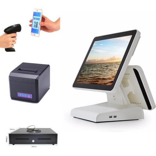 POS Point of Sale Retail System with Large 15 inch Touch Screen Tablet, Bar Code Scanner, Receipt Printer and Cash Drawer