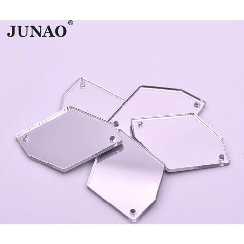 JUNAO Mix Size Shape Transparent Sew On Mirror Rhinestones Sewing Clear Strass Applique Flatback Irregular Acrylic Stone