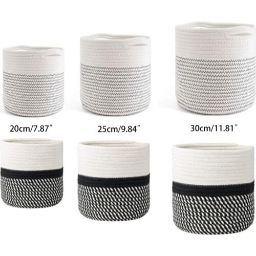 Hand-woven Cotton Linen Storage Basket Nordic Style Garden Flower Pot Plant Container Laundry Picnic Toy Organizer Home Decor