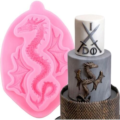 3D Dragon Silicone Mold Baby Birthday Cake Border Fondant Molds DIY Cake Decorating Tools Candy Clay Chocolate Gumpaste Moulds