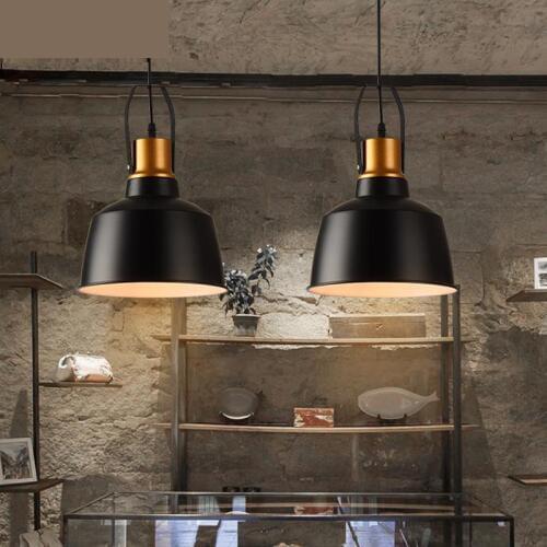 Warehouse 1 pcs Black iron pendant lights for Cafe Pizza shop Bar E27 metal hanging Lamp Balcony Restaurant indoor hang lighting