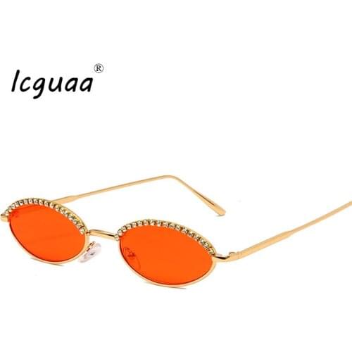 Fashion Women Oval Sunglasses Bling Bling Diamond Crystal Cat eye Sunglasses Rhinestone Frame Sun Glasses damskie