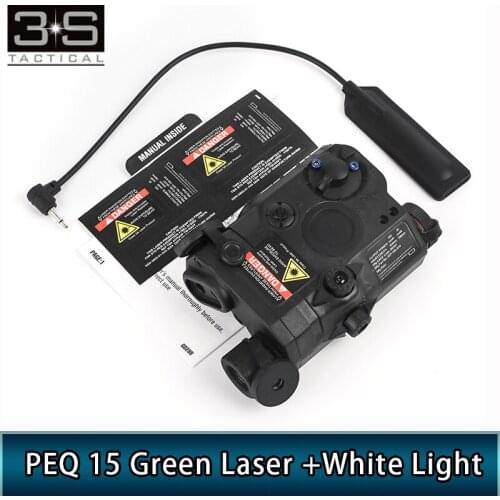 Tactical Hunting Flashlight PEQ 15 Scout Light Green Dot Laser And White Lihgt For 20mm Picatiny Rail NO Strobe NO IR