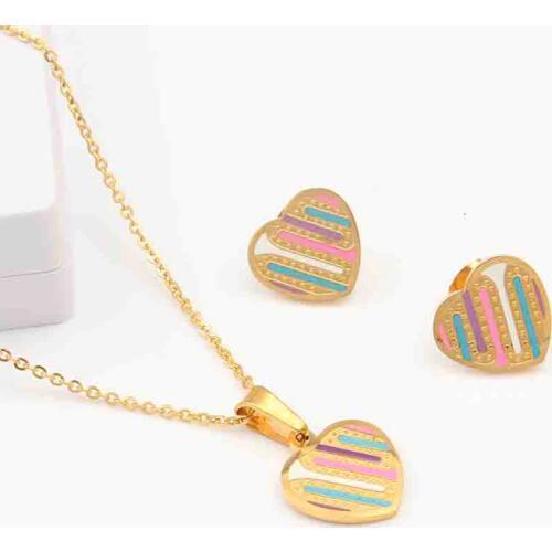XUANHUA Multicolor Stainless Steel Jewelry Woman Heart Jewelry Sets Gifts For Women Fashion Indian Wedding Women Accessories