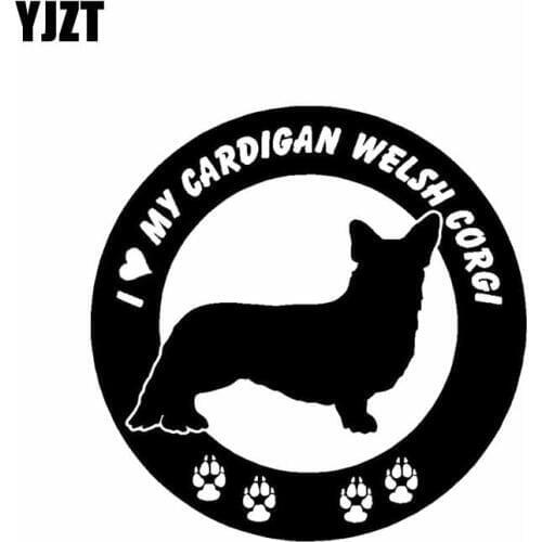 YJZT 15CM*15CM I love my Cardigan Welsh Corgi Dog Vinyl Material Car Sticker Black/Silver C2-3234
