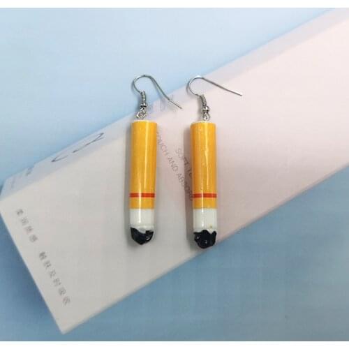 1Pair Korea Funny Long Pendant Earrings for Girl Creative Cigarette Dangle Drop Earings Women Jewelry EP65