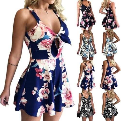 2020 Womens Summer Print Jumpsuit Shorts Casual Loose Short Sleeve V-neck Beach Rompers Sleeveless Bodycon Sexy Party Playsuit