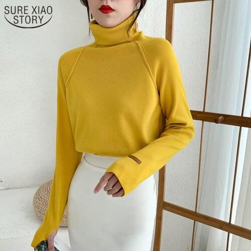 Female Loose Slim Shirt Long Sleeve Wild Pullover New Style Autumn and Winter Womens Turtleneck Heap Collar Sweater 11259