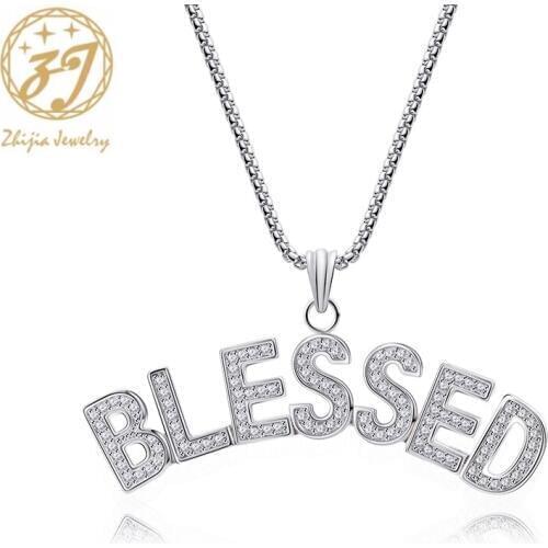 Zhijia fashion unisex crystal rhinestone blessed pendant necklace for women men jewelry gifts