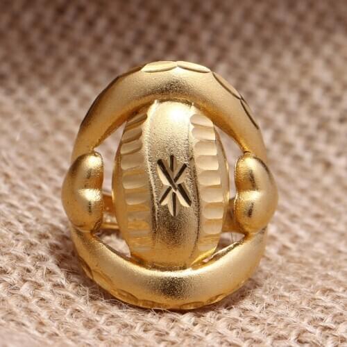 Gold Dubai India Saudi Jewelry romantic Ethiopia Geometric Hoop Gold Color Rings for Women Man african Ring girls gift