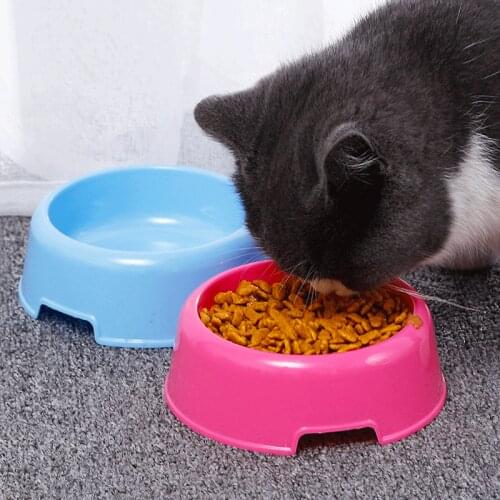 1Pc High Quality Solid Color Pet Bowls Candy-Colored Lightweight Plastic Single Bowl Small Dog Cat Pet Bowl Pet Feeding Supplies