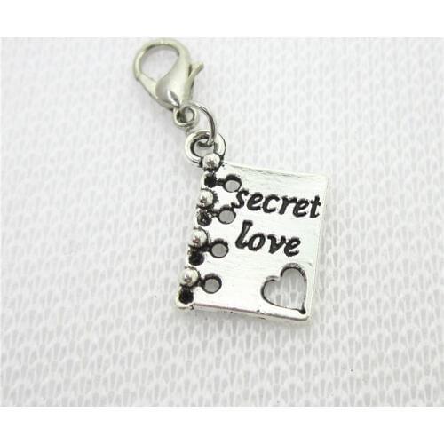 New Arrive 10pcs Secret Love Book Charms Lobster Clasp Charms Diy Jewelry Accessory For Bracelets Floating Hanging Charms