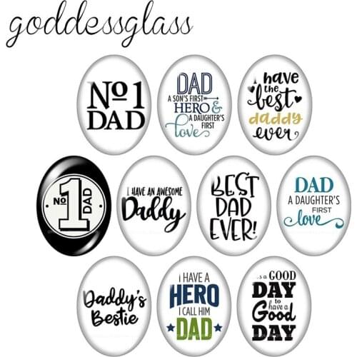 Best Dad love father Mama bear 10pcs mixed 13x18mm/18x25mm/30x40mm Oval photo glass cabochon demo flat back Making findings
