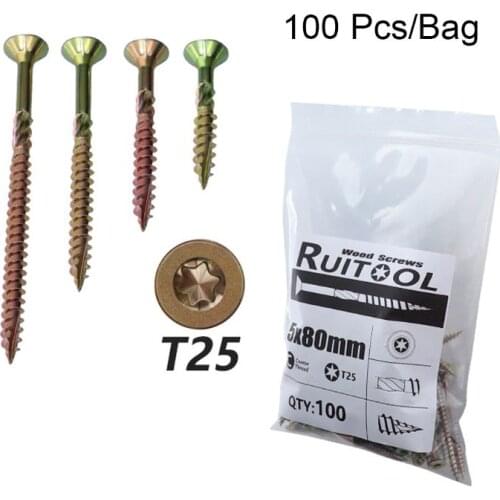 100pcs T25 Woodworking Plum Blossom Self Tapping Screws Deck Wood Binding Screw