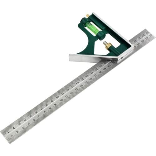 300mm Combination Square with Bubble Level, 12 Inches Adjustable Square, Universal Adjustable Square Measuring Tool