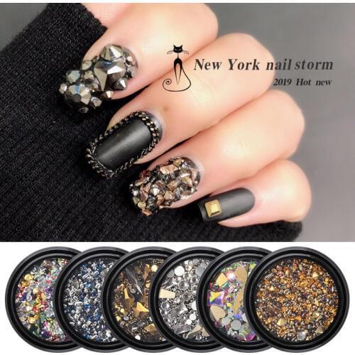 1Box Mixed Colorful Rhinestones For Nails 3D Chameleon Stones Gravel Glass Crystal Micro Beads Charm DIY UV Nail Art Decorations