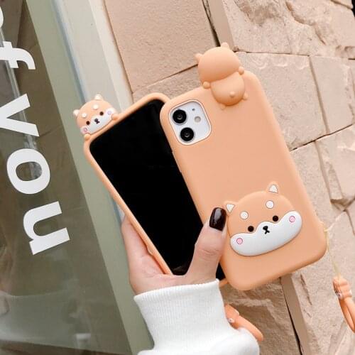 3D Shiba inu Dog Case Soft Silicone Puppy Toy Cases for iPhone 7 8 Plus 12 11 Pro X XS Max XR Cover Protect Phone Cases Fundas