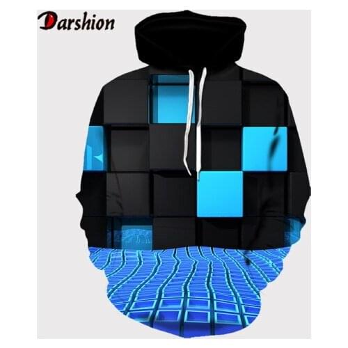 3D Blue Square Hoodies Fashion Men Hoodie Sweatshirt Funny Plus Size XXS-4XL Sweatshirt Hoodie For Fashion Man Pullover Dropship