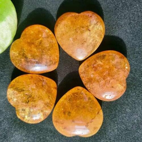 5pcs About 80g Natural Crystal Heart Shape Home Garden Decoration Aquarium Energy Healing Stone Holiday Gift