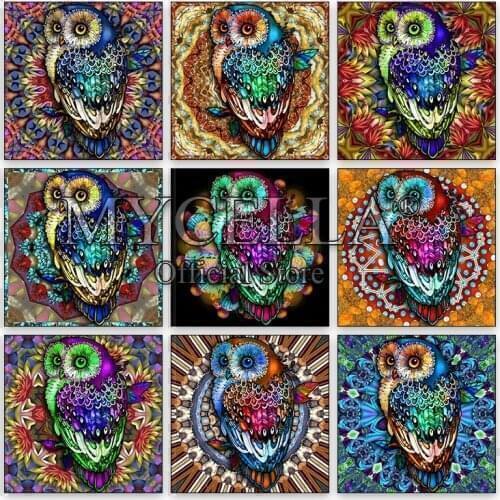 5D Diamond Mosaic Owl Needlework DIY Full Sets Diamond Embroidery Animal Mandala Picture diamond painting Rhinestones Home Decor