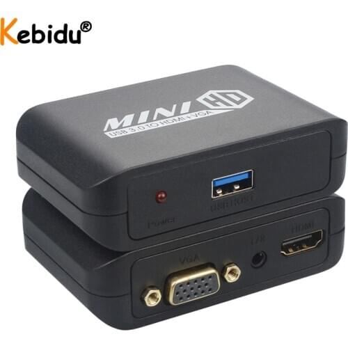 4K Multi-Display USB 3.0 to HDMI-compatible VGA Adapter HD 1080P 2In1 USB3.0 HDMI-compatible Video Converter for Computer