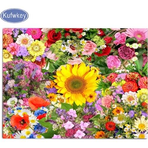 Diamond Mosaic Cross Stitch flowers colorful Scenery Full Square resin Drill Wall Decor Rhinestone Diamond Embroidery 5D decor