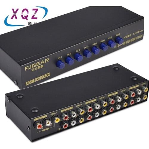 Audio Video AV RCA Switch 8port Selector 8 way 8in 1 out signal RCA Composite Cable for STB TV DVD Player XBOX PS2 AV Switcher