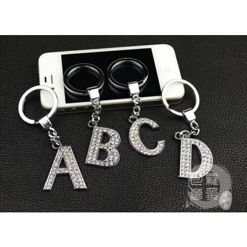 FREE SHIPPING BY DHL 260pcs/lot Zinc Alloy Capital Letters A To Z Keychains with Rhinestone Metal Letter Keyrings 10 Sets a Lot