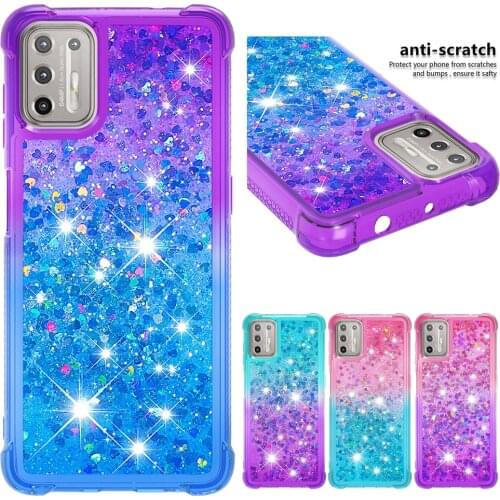 Glitter Case for Funda MOTO G30 G10 Edge S G Stylus Play Power 2021 G9 Plus Case Gradient Bright Dynamic Liquid Cover Capa Women