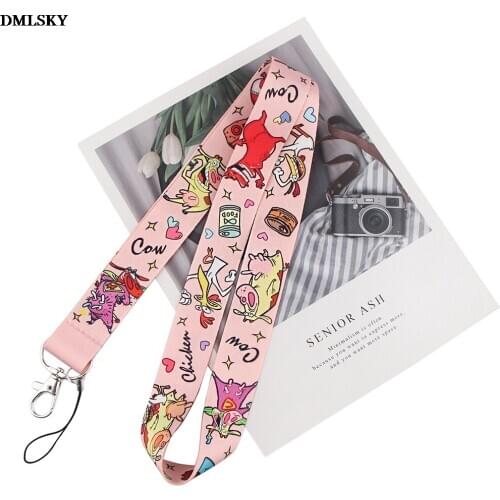 24pcs/lot M4713 DMLSKY Cartoon Funny Cow keychain neck strap necklace lanyard Badge ID Lanyard/ Phone Rope/ Key Lanyard