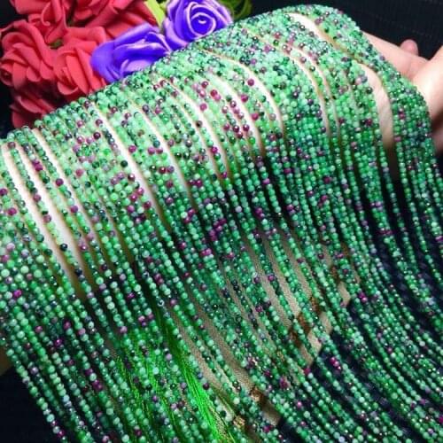 Loose beads green Epidote round faceted 2mm 3mm 14" for DIY jewelry making FPPJ wholesale beads nature gem stone