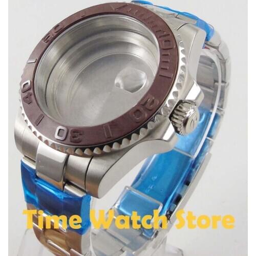 Fit Miyota 8215 ETA 2836 movement 40mm sapphire glass date magnifier brushed bezel watch case 119