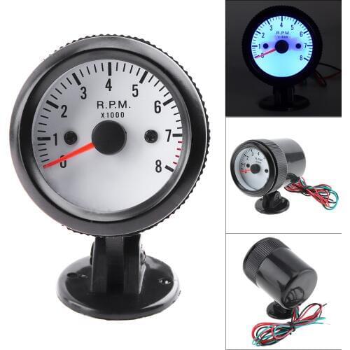 Black 8020BL 2" 52mm 12V Blue LED 0~8000RPM Tachometer Tach Gauge Meter with Sensor Fit for Car / Boat / Truck / ATV
